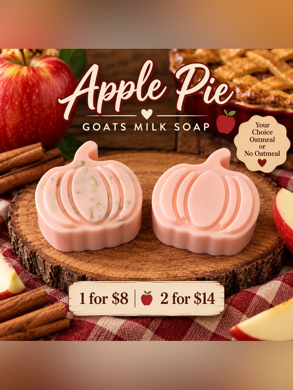 Apple Pie scented goats milk soap-Handcrafted